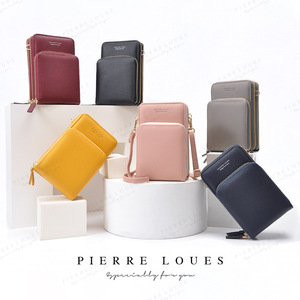 Pierre Loues Phone Bag Solid Color PU Women's Crossbody Bag Multi Layer Everyday Use - Product Image 1