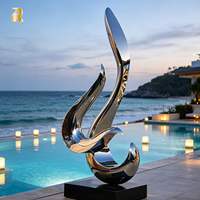 Escultura Moderna de Acero Inoxidable RELONG para Hotel, Villa, Piscina, Paisaje, Arte Público al Aire Libre, Estatua Metálica Personalizada a Gran Escala