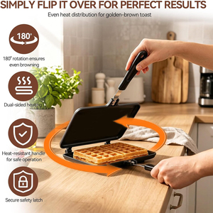 Popular Portable Sandwich Cake Mold Aluminium Roasting Pan Outdoor Use Two Side Breakfast Sandwich Grill Pan - Product Image 4