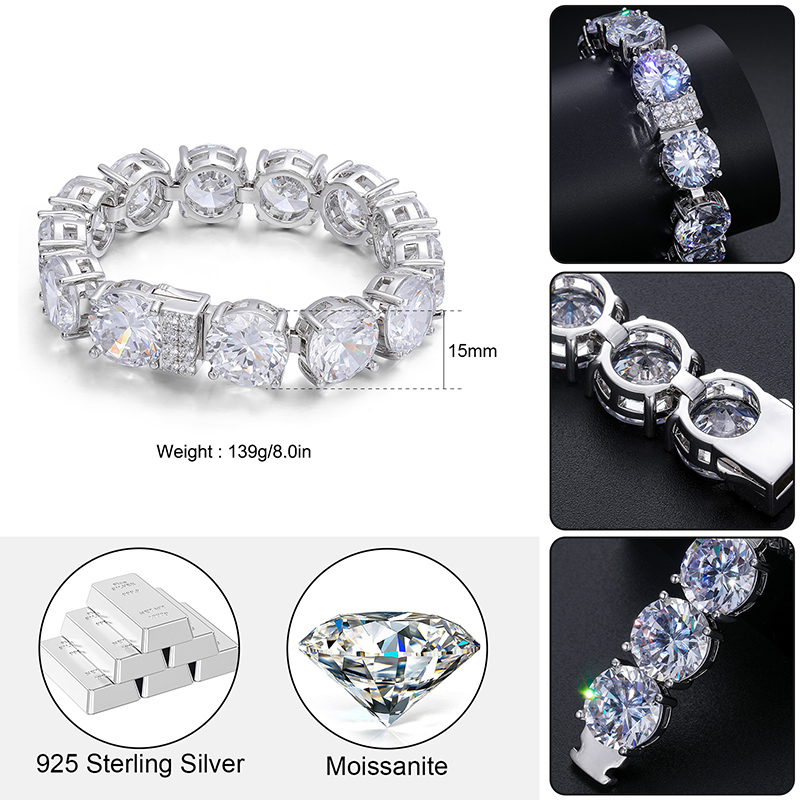 【HYERES LOR】25SS★ Essence Silver (W) Moissanite Triple NC 925 Silver Hip Hop Jewelry with VVS Moissanite Diamonds