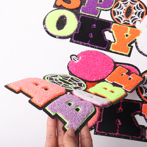 Gros grand Girly Halloween lettre patchs Big Boo Babe coloré fer sur Chenille citrouille fantôme effrayant Patch pour <span class=keywords><strong>les</strong></span> femmes - Product Image 5