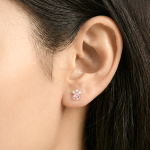 Boucles d'oreilles tendance en or rose 18 carats pur avec pierres précieuses véritables, diamants et saphir rose naturel taille cœur – Nouveauté très prisée - Product Image 4