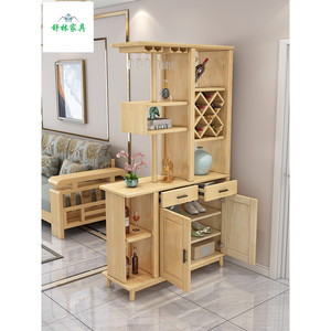 Nordic Style Living Room Partition <b>Cabinet</b> Natural Wood Color Multi Functional Wine <b>Storage</b> Entryway <b>Cabinet</b> - Product Image 2