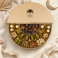 Boîtes cadeaux personnalisées de luxe pour le Ramadan et l'Aïd, en forme de croissant, emballage rigide en papier pour dattes, chocolats, bonbons, noix, logo en feuille d'or, vente en gros OEM