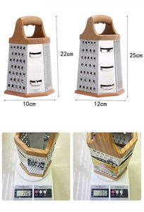 Wholesale DD1080 <b>Kitchen</b> <b>Gadgets</b> Wood Handle Chopping 6 in 1 Multifunctional Grater Stainless Steel Box Peeler Slicer - Product Image 6