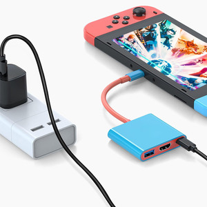 Adaptateur de station d'accueil multifonction 3 en 1 Himi universel pour console HD-MI USB-C Hub avec port de charge PD noir et bleu - Product Image 4