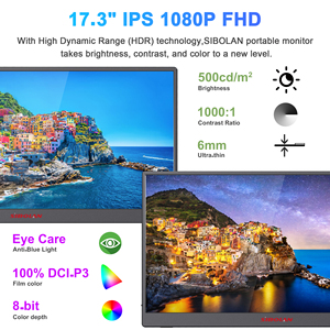 Sibolan Tùy Chỉnh <span class=keywords><strong>17.3</strong></span> Inch Siêu Mỏng IPS LCD Chơi Game Màn Hình 1080P FHD Chống-Màu Xanh Chăm Sóc Mắt Di Động USB-C Máy Tính Xách Tay HDR Loa - Product Image 2