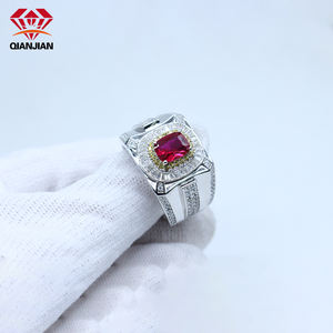Perhiasan perak asli kustom cincin pernikahan pertunangan pria Moissanite dapat disesuaikan perak murni S925 berlapis Rhodium - Product Image 6