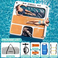 FBsport Canapé Gonflable Relaxant d'Été, Chaise Longue Flottante pour Lac, Cabanes Flottantes, Plateforme de Quai Flottant avec Tente, Aqua Party Bana à Vendre