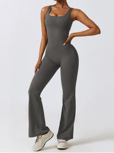 Combishort pour femmes Pantalon évasé Vêtements d'entraînement de gymnastique Vêtements d'activité Combinaison de yoga et de fitness - Product Image 6