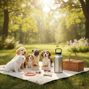 Bouteille d'eau pour chien en acier inoxydable personnalisée de 32 oz, 3 en 1, distributeur de nourriture de voyage pour le camping en plein air, bouteille d'eau pour animaux de compagnie durable et portable - Product Image 4