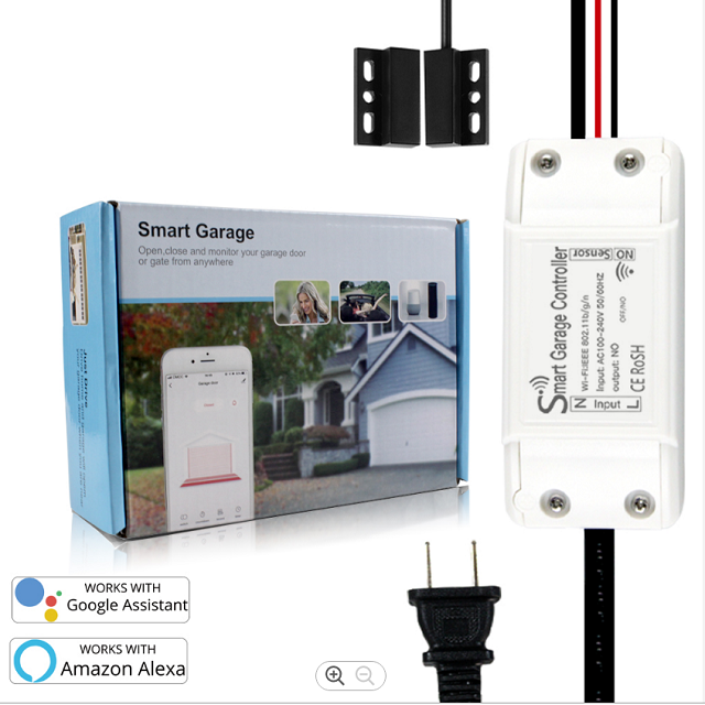 WiFi Smart Garage Door Controller Wireless Garage Door Opener WiFi APP Switch Remote Control Compatible with Alexa Google Home