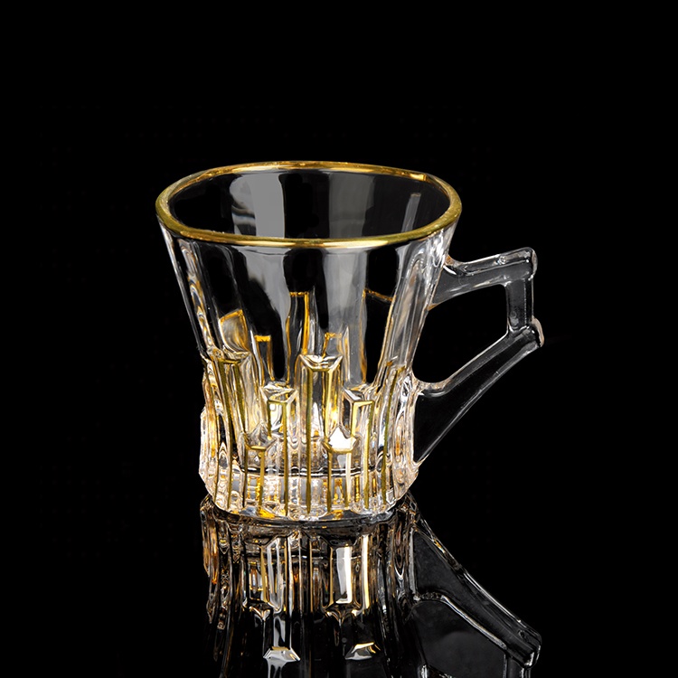 Арабская стеклянная чашка, чашка для чая с золотой линией, роскошный стеклянный стакан для кофе