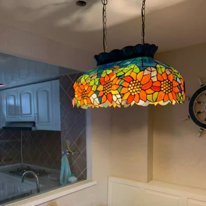 Lustre suspendu Billard Tournesol, Plafonnier brillant de style campagnard et pastoral, Éclairage décoratif pour villa - Product Image 6
