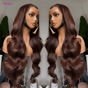 Parrucca Frontale in Pizzo HD 13x6 Densità 250, 100% <span class=keywords><strong>Capelli</strong></span> Veri Grezzi Non Trattati con Cuticole Allineate, Pre-Piumata, Colore Marrone Europeo - Product Image 1