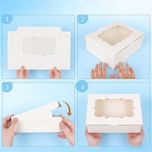 Boîtes en papier décorées de rubans en gros, boîtes en papier pour desserts avec fenêtre, pour les fêtes d'enfants, les cadeaux, l'emballage de beignets et de macarons - Product Image 2