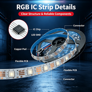 Bande LED numérique à couleurs magiques WS2815 IC Chip, 60 LED/m RGB 5050 DC12V, changement de couleur LED par LED, fonction de reprise après coupure - Product Image 2