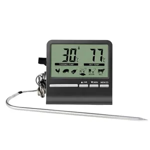 Termometer makanan Digital dapur, pengukur suhu dapur memasak daging Alarm Timer dapur BBQ air susu Minyak panggang cair termometer Oven