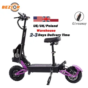 High Quality Powerful Bezior S2 Pro 2400 Watt Dual Motor 11 Inch Two Wheel Fat Tire Off Road Scooter Electric