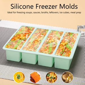 Rectangular Silicone Ice Cube Tray with Lid 100 <b>Food</b> Grade Long Strip Mold Reusable Eco Friendly Freezer Safe - Product Image 2