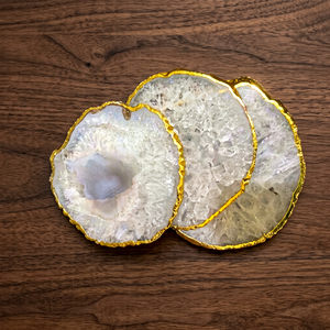 Latest Wholesale White Salt <b>Agate</b> Stone Tea Cup & Wine Glass <b>coaster</b> Slice - Product Image 1