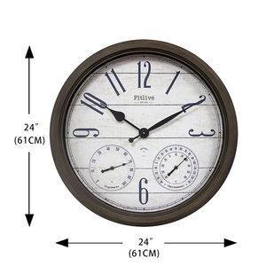 24 polegadas grande impermeável exterior parede relógio termômetros vintage silencioso parede relógios bateria operado relógios - Product Image 2