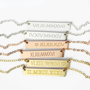 Collar con Barra de Coordenadas Personalizada de Plata de Ley 925 ACEWORKS, Collar con Palabra Personalizada - Product Image 1