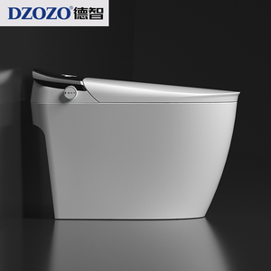 WC intelligent monobloc allongé à poser au sol avec siphon à détection automatique, chasse d'eau par jet, siège chauffant, télécommande, céramique blanche - Product Image 2