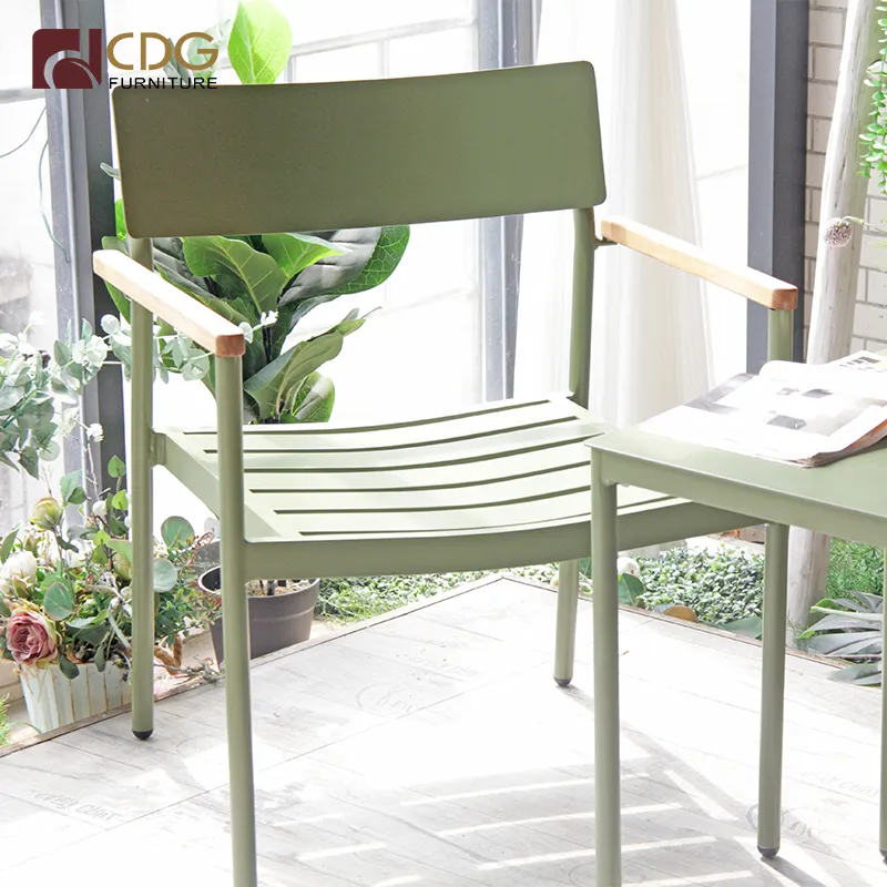 Muebles modernos de aluminio para exteriores, silla apilable para jardín y ocio