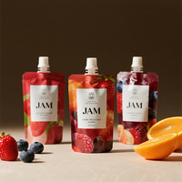 Emballage personnalisé pour assaisonnements, purée de fruits, beurre de cacahuète, sachet souple, sauce chili soja, doypack, sachet à bec verseur, sachet de confiture