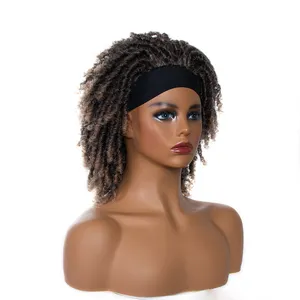 Parrucche Afro Ricci Ondulati Sintetici Ombre Marrone e Biondo con Fascia Nera per Donna - Ingrosso Fabbrica - Product Image 1