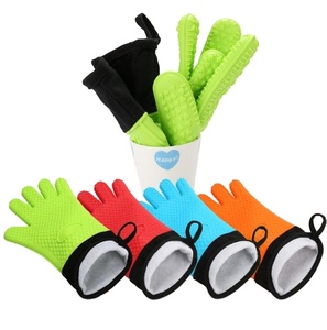 Guantes de silicona antideslizantes personalizados al por mayor, guantes de algodón para protección contra alimentos calientes, protectores de olla resistentes al calor para horno y microondas - Product Image 2
