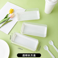 Conteneur alimentaire rectangulaire jetable en PET+PP, écologique, pour charcuterie, sushis, emballage de rouleaux, boîte avec couvercle transparent