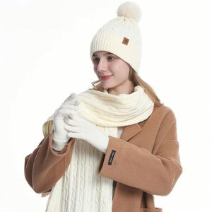 Wholesale Women's Winter Knitted <b>Hat</b> Double-Layer Thickened Fleece-Lined Knit <b>Hat</b> Scarf <b>and</b> <b>Gloves</b> Three-Piece <b>Set</b> Beanies - Product Image 6