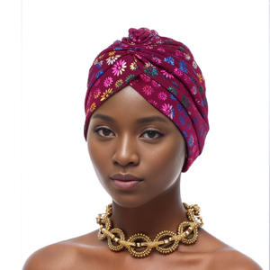 2025 Multi couleur nouveau africain Auto <span class=keywords><strong>Gele</strong></span> Headtie <span class=keywords><strong>Aso</strong></span> <span class=keywords><strong>Oke</strong></span> Nigeria foulard Turban casquette femmes musulman Hijab Bonnet chapeaux de fête de mariage - Product Image 3