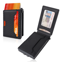 Portefeuille RFID Pop-up en Gros pour Hommes, Porte-cartes de Crédit Mince en Aluminium avec Pince à Billets, Fenêtre d'Identité, Portefeuille Bifold en Cuir PU, Logo Personnalisé