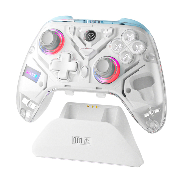 Aolion K10 Wireless USB Receiver Joystick RGB Game Controller for PC/Switch/IOS/Android Hall Joysticks Triggers Gamepad
