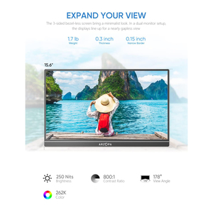 Moniteur Portable Arzopa 15.6 pouces 60HZ IPS HDR 1920X1080 <span class=keywords><strong>Full</strong></span> <span class=keywords><strong>HD</strong></span> USB type-c moniteur de jeu écran de soins des yeux pour ordinateur portable Mobile - Product Image 2