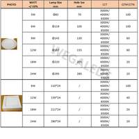 Luz de Techo LED Empotrable IP44 de 5 Pulgadas, Luz Blanca Fría de 4000k a 6500k, para el Hogar, Iluminación Interior Moderna, 5w 9w 12w 18w 24w