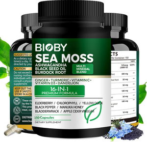 Cápsulas de Musgo Marino Bioby de Marca Privada OEM, 16 en 1, con Ashwagandha, Aceite de Semilla Negra, Alga Marina, Cúrcuma, Jengibre, 150 Unidades - Product Image 3