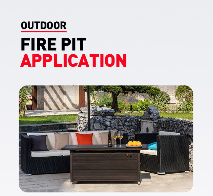 Propane Gas Backyard Rectangular Table Top Fire Pit Table With Free Burner Cover