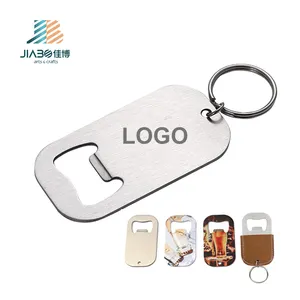 Stainless Steel Kosong Sublimasi atau Laser Mini Pembuka Botol Keychain Keyring Pu Kulit Anjing Tag Pembuka Botol