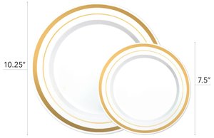 Juego de Platos Desechables Elegantes de Color Dorado, Platos de Cena Decorativos de Plástico Dorado Antiguo Baratos para Bodas para <span class=keywords><strong>Amazon</strong></span> - Product Image 2