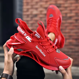 Chaussures de sport pour hommes de haute qualité et tendance, en maille respirante, à lacets, décontractées, pour la marche, avec un design de lame rouge - Product Image 6