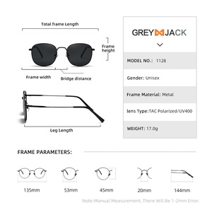 Lunettes de soleil Grey Jack, monture en métal, polarisées UV400, unisexes, mode, protection solaire, conduite en plein air, cyclisme - Product Image 2