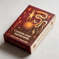 Cartes de tarot personnalisées pour usage éducatif et festif avec papier à noyau noir |   Boîte à rabat avec estampage à chaud doré pour cadeau