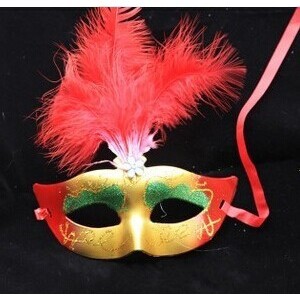 Masque en plumes demi-visage, couleurs mélangées, masque de princesse pour fête d'Halloween, masque décoratif DIY - Product Image 2