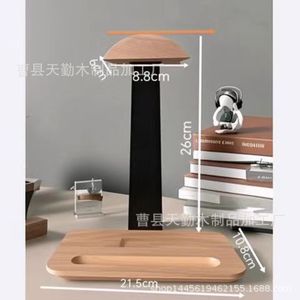 Wooden headphone holder, gaming <b>headset</b> <b>stand</b>, solid wood desktop organizer, pen base, beech wood <b>stand</b> - Product Image 2