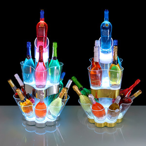 Cubo de Hielo LED Iluminado de Acrílico de Doble Capa, Recargable, Luminoso, para Fiestas, Venta al por Mayor de Fábrica, Estilo Art Deco - Product Image 1