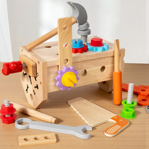 ชุดเครื่องมือไม้เสริมพัฒนาการเด็กเล็กแบบยูนิเซ็กซ์  แบบพกพา  จำลองการถอดประกอบ ซ่อมแซม  พร้อมสกรูและน็อต - Product Image 3
